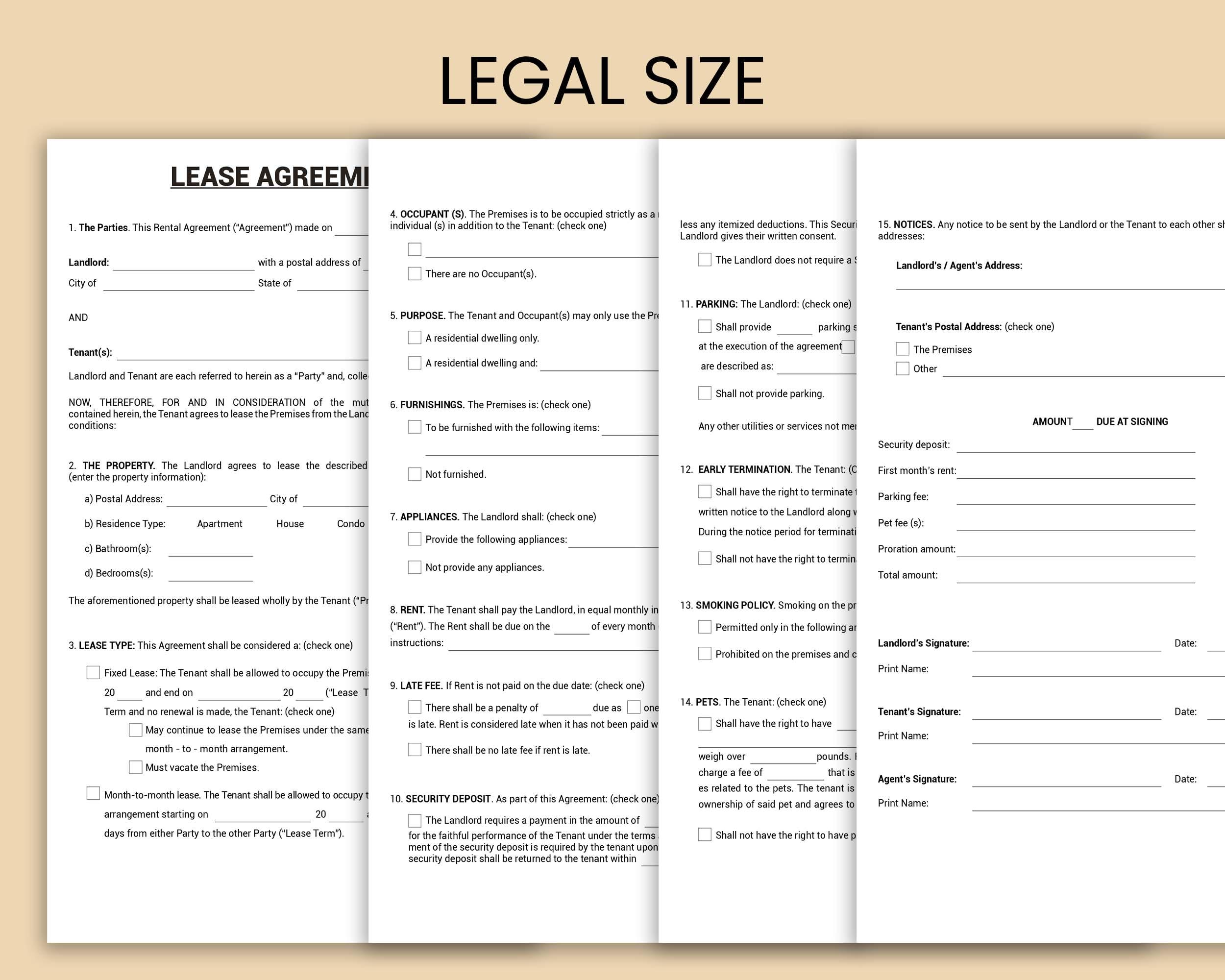 Lease Paper.pdf Printable Lease Agreement Template: Landlord Forms (US Letter & Legal ...