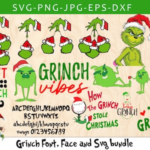 Grinch font png bundle, Green font,The green svg, Grinch Face Svg, Grinch Hand, Grinch SVG Bundle, Green character font,Grinch Hand Face SVG