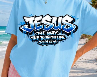 Graffiti Jesus PNG | Der Weg Die Wahrheit Das Leben PNG | Christliche Bibel Vers Clipart | Glaube Basiert Aufkleber Design Download | Trendiges Png