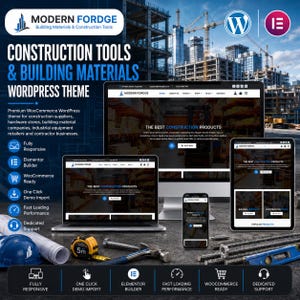 Construction Tools WooCommerce Template | WordPress Elementor Theme for Hardware & Building Materials Store