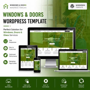 Tema WordPress/Elementar per finestre e porte, ideale per installazione, riparazione e servizi a domicilio.