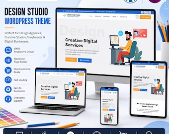 Design Studio WordPress Elementor Template | Creative Portfolio Website Theme | Responsive & Easy to Edit