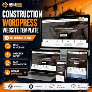 Website-Vorlage für die Baubranche für WordPress, Elementor-kompatibel und vollständig responsiv