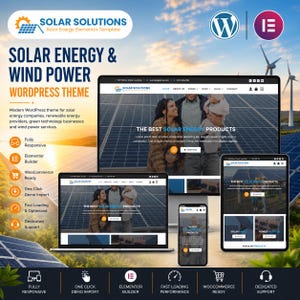WordPress-template voor zonne-energie en windenergie | WooCommerce Elementor-thema voor ecologische en duurzame webwinkels