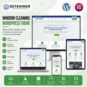 窓拭きサービス向けWordPressテンプレート｜Elementor対応清掃業向けウェブサイトテーマ｜家事代行・清掃サービス