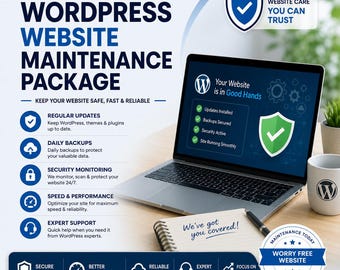 Pacote de Manutenção de Sites WordPress | Otimização de Velocidade e Serviço de Segurança | Limpeza, Backup e Proteção do Site