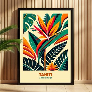 Flor de Tahití • Polinesia Francesa • Ilustración floral • Póster