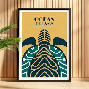 Tortue Marine Vintage - Rêves Océaniques | Vintage Sea Turtle Wall Art