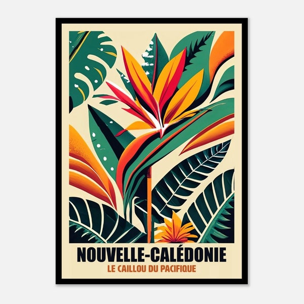 nouvelle-calédonie affiche, calédonie print, calédonie illustration, calédonie vintage, fleur, cadeau, souvenir, 4567340