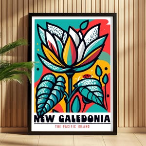 New Caledonia Tropical Flowers Poster • Vintage Pacific Island Poster • Botanical Wall Art • Exotic Decor