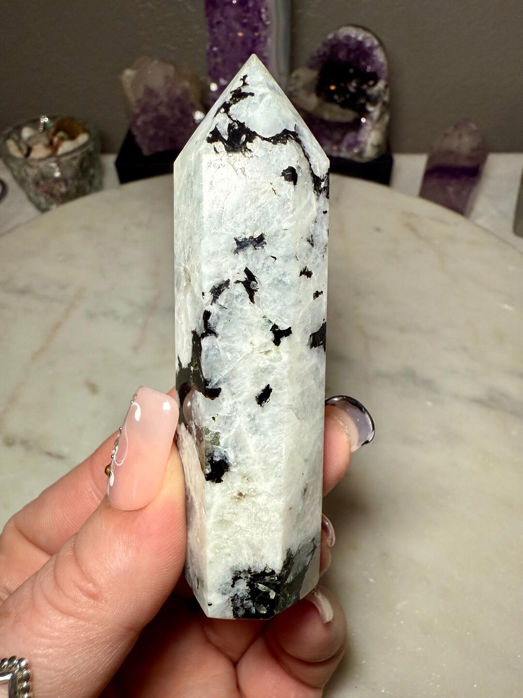 Flash Rocks Rainbow Moonstone Tower: Blue Flash Crystal Point, 3.5in - Etsy