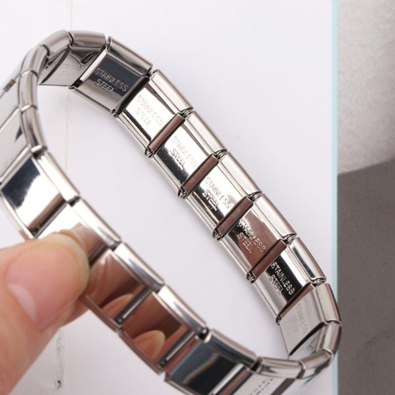  papasgix Italian Charm Bracelets, Italian Charm Bracelet Links,  9mm Stainless Steel Italian Charms, Detachable Personalized Bracelet  (Black): Clothing, Shoes & Jewelry