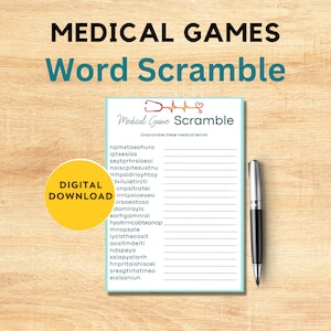 Medical Scramble Word Game | Medical Game for Nurses Doctors |Printable Medical Games |Medical Games Party | Nurse Party Games |Medical Game