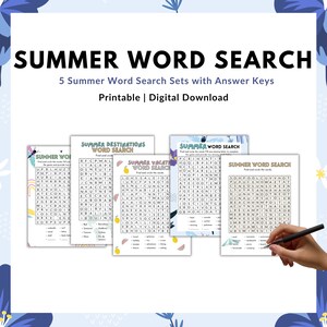 Summer Word Search Printable | Fun Summer Games | Summer Printable Activity | Summer Party Games