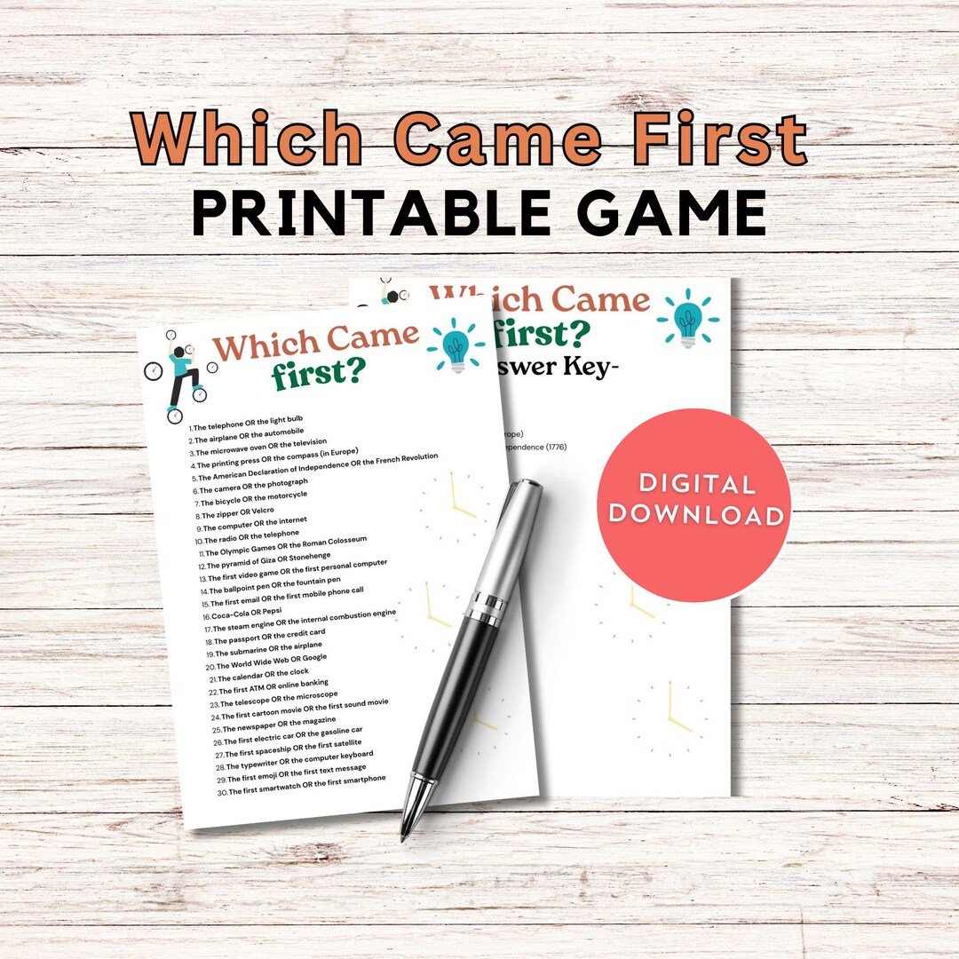 Which Came First Trivia Game | Printable Pop Culture Quiz | Ice Breaker ...