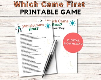 Which Came First Trivia Game | Printable Pop Culture Quiz |  Ice Breaker Game | Party Game for Kids & Adults | Family Game Night