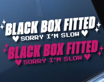 Funny Car Sticker | Black box fitted sorry I’m slow | Car Sticker | Colour Options | Cute Car Sticker | 6 inches | Pixel Sticker | Girl