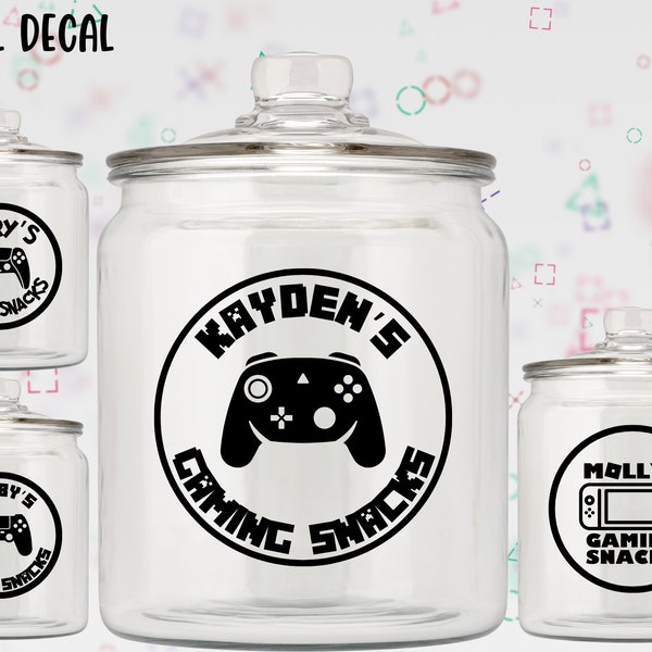 Gaming snacks decal | Gamers Snacks Jar Sticker | PlayStation Xbox Switch | Cute sticker gifts for gamers | Adorable gifts