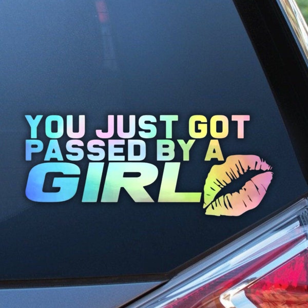Funny Car Sticker | PASSED BY A GIRL | Car Sticker | Colour Options | Cute Car Sticker | 6 8 inches | Pink Car Sticker | Girl Decal