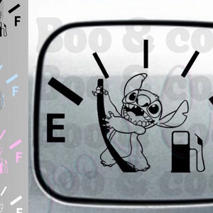 Funny Car Sticker | Stitch pulling back Gas Fuel Cap | Car Sticker | Colour Options 7x10 | Cute Car Sticker