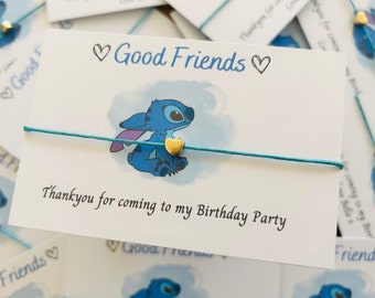 Wish Bracelet Gift | Stitch Party Favours | Cute Birthday Gift | Charm Bracelet | Birthday Wish | Birthday Gifts For Unisex | Sentimental