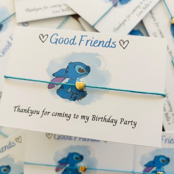 Wish Bracelet Gift | Stitch Party Favours | Cute Birthday Gift | Charm Bracelet | Birthday Wish | Birthday Gifts For Unisex | Sentimental