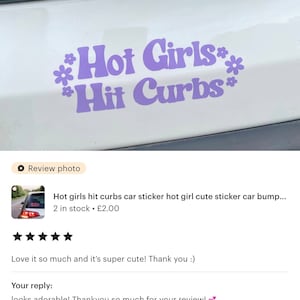 Hot Girls Hit Curbs Car Sticker - Humorous Pink Bumper Sticker 7x3.5 Inches