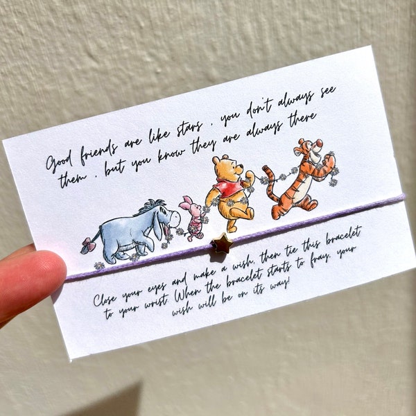 Wish Bracelet Gift | Pooh Party Favours | Cute Birthday Gift | Charm Bracelet | Birthday Wish | Birthday Gifts For Unisex | Sentimental