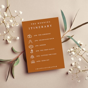 Cartão de itinerário de casamento no outono, DOWNLOAD INSTANTÂNEO, cartão de itinerário de casamento editável, modelo de casamento DIY, modelo de itinerário para impressão