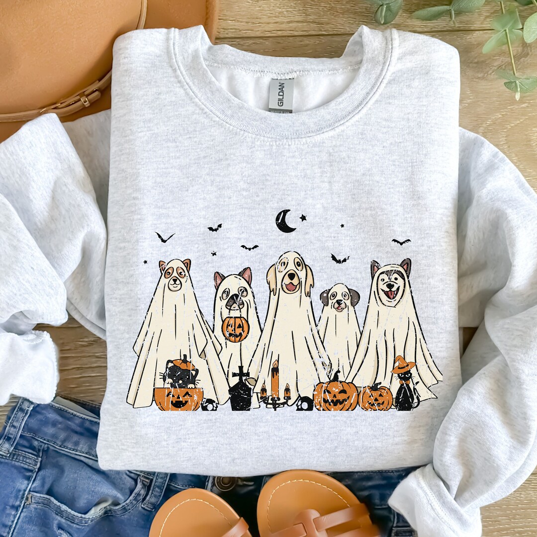 Halloween Dog Ghost Sweatshirt Halloween Shirt Ghost Dog Etsy