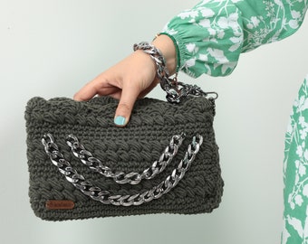 Handmade Crochet Tote Bag: Cotton Knit Handwoven Purse