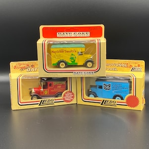 3 Vintage Lledo Promotional Diecast Models, Mayflower Transit, Stanley Gibbons and Charringtons