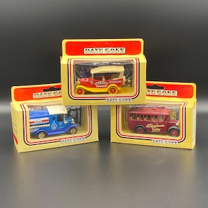 3 Vintage Lledo Promotional Diecast Models With Set People, Tillingbourne Valley, San Diego Fire, Esso Fuel Tanker