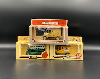 3 Vintage Lledo Promotional Diecast Models, Tizer Van, Sweetex Nottingham Transport, Days gone Australia