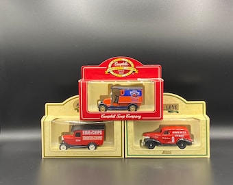 Trio of Vintage Lledo Promotional Diecast Models, Burtons Chip Van