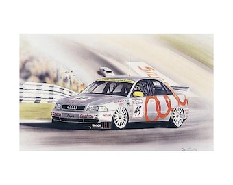 Vintage Limited Edition Print of 1996 BTCC Audi A4 Quattro By Wayne Vickery