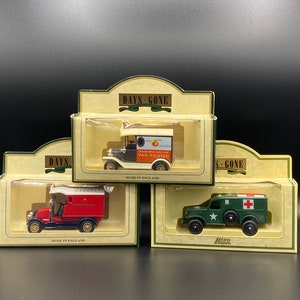 Trio of Vintage Lledo Promotional Diecast Models, Millitary Medic, Royal Mail, Van Houten