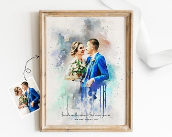 Custom Watercolor Portrait - Wedding Anniversary Gift - Personalized Watercolor Portrait - Couple Illustration - Family Portrait - Wall Art