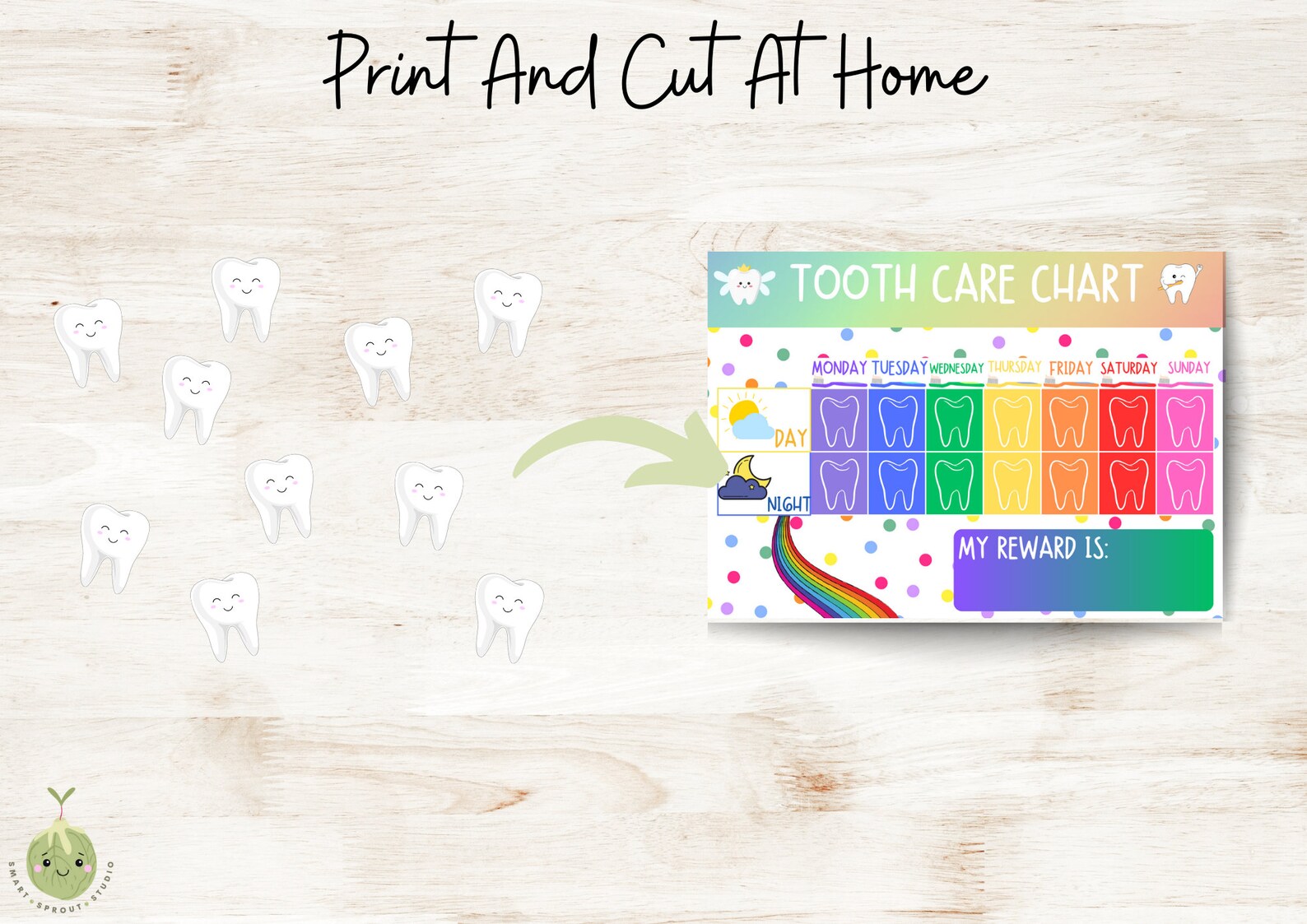 Teeth Routine Template Printable Tooth Brushing Chart Printable Teeth Care Schedule Daily Care Chart for ...