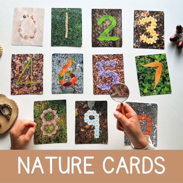 Nature Number Cards Flash Cards Montessori Materials Homeschool Toddler Preschool Classroom Printable Educational Resources