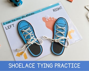 Montessori Shoe Lacing Practice for Kids Fine Motor and Life Skill Activity Printable Homeschool Kindergarten Learning Board Toddler