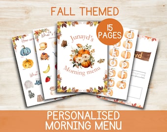 Menu del mattino menu del mattino stampabile per la scuola a casa menu del mattino per la scuola materna fogli di lavoro per la scuola materna regalo personalizzato per bambini Attività