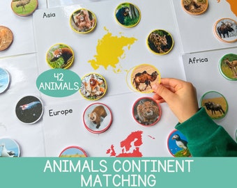 Animal Matching Continent Habitat Unit Study Printable Homeschool Activities for Toddlers Printable Animal Activity Classroom Resources
