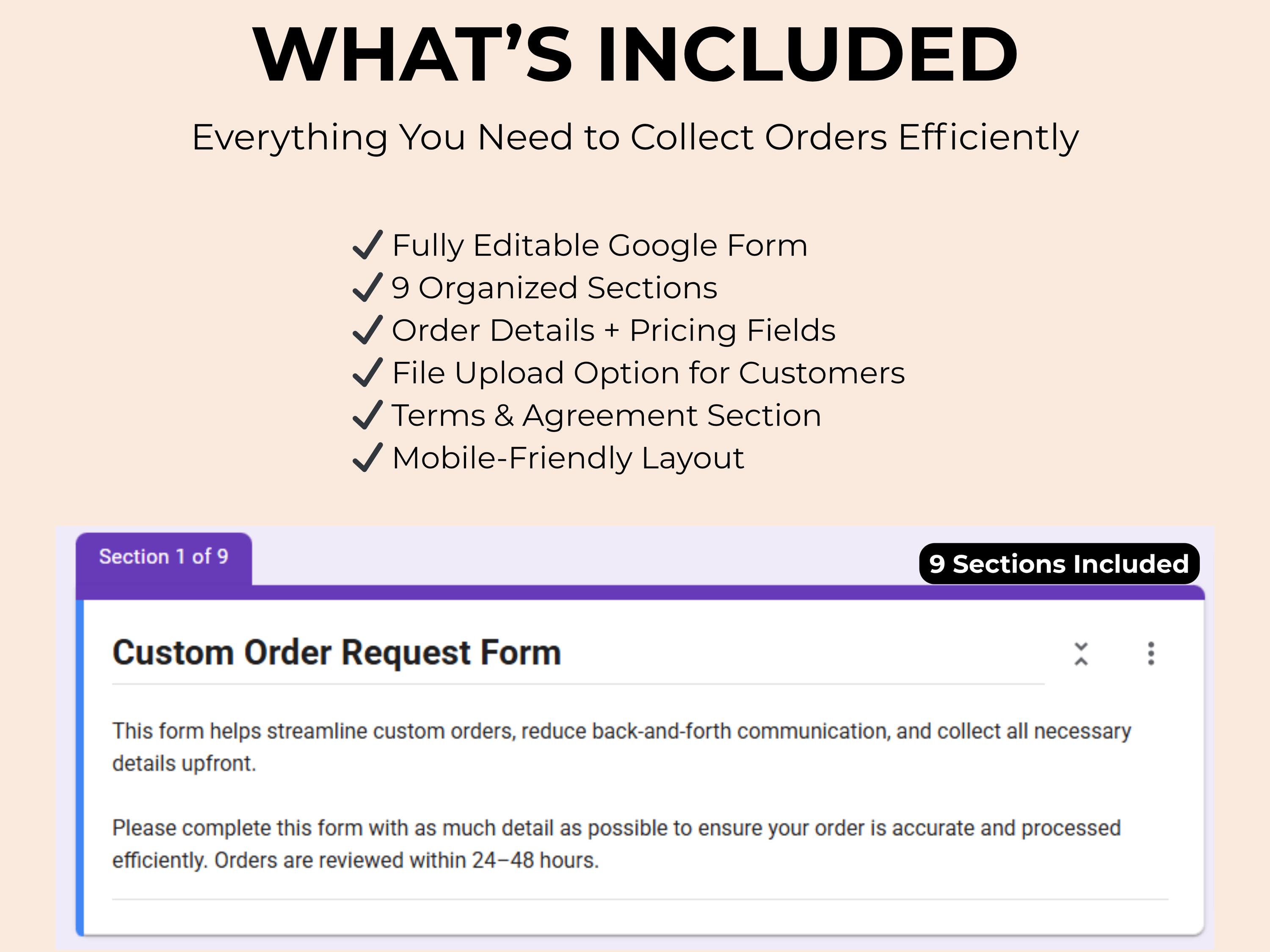 Editable Google Form Template for Small Business | Custom Order Form ...