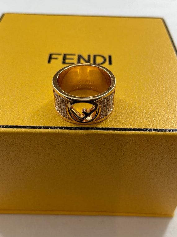 Fendi crystal detail pendant ring Clearance