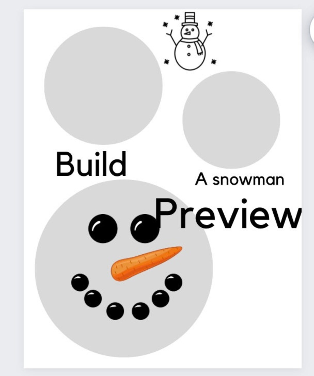 Build A Snowman Cut Paste and Color Craft Winter Craft Etsy
