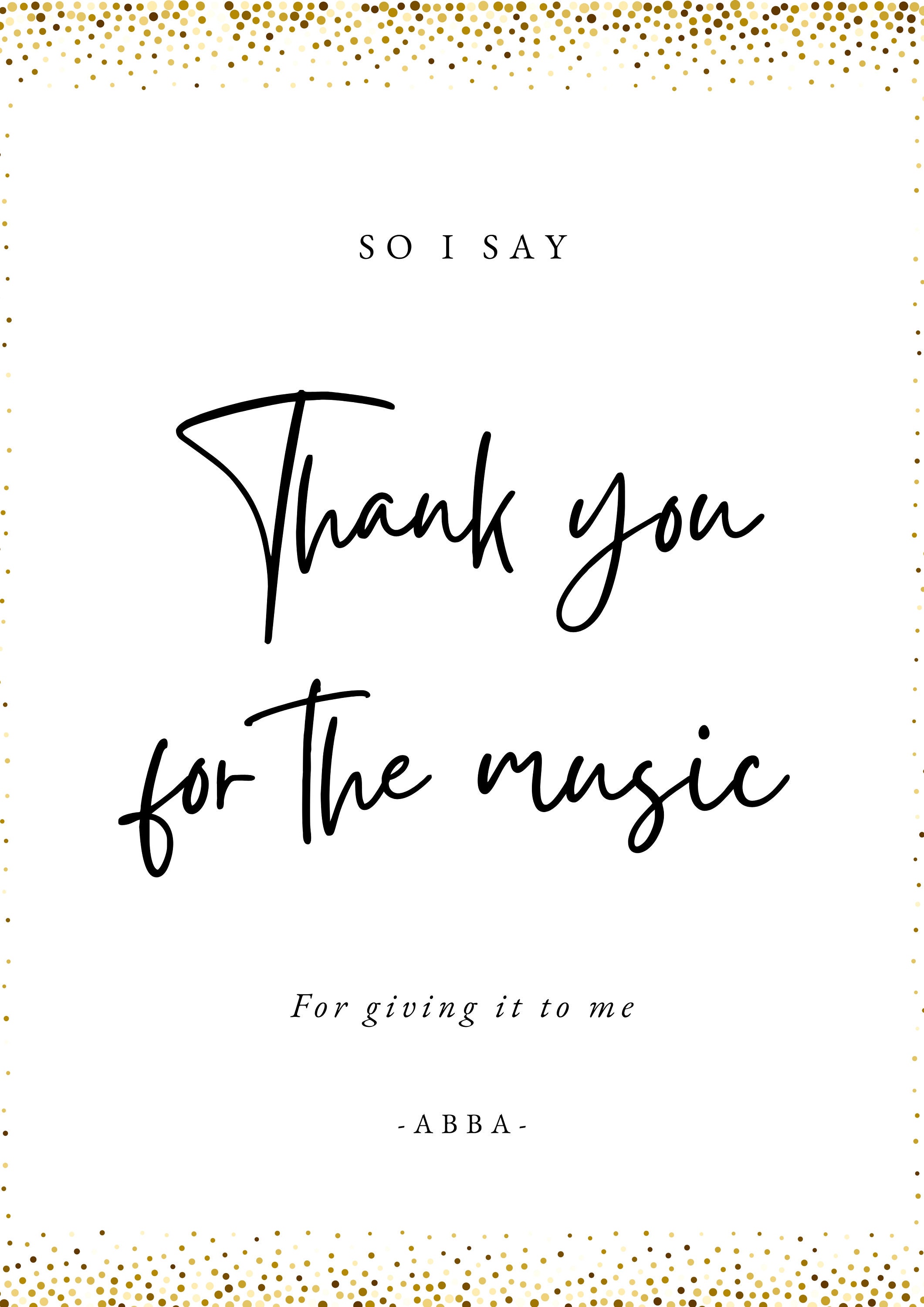 ABBA Quote - Digital Poster -thank You for the Music - - Etsy