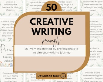 50 Creative Writing Prompts: Daily Journal Cards (Digital Download)