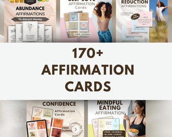 170+ Positive Affirmation Cards: Mindful Eating, Anxiety, Self-Love (Digital Download)