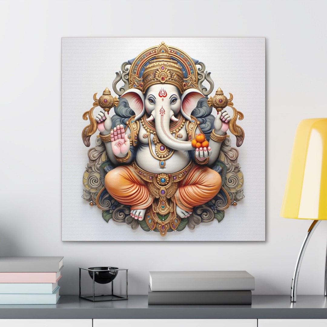 Lord Ganesha Wall Art , Hindu God Lord Ganesha Canvas Art,hindu Art